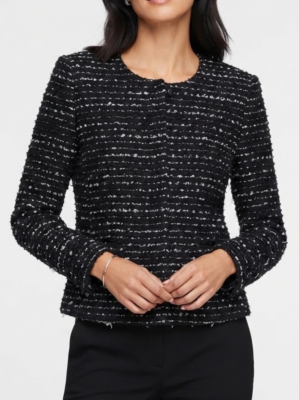 IRO Paris Tweed Knit "Molly" Open Front Wool Jacket Blazer Size 1 / Small